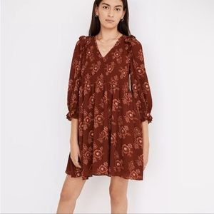 Madewell Lucie floral V-Neck smocked mini dress Size M